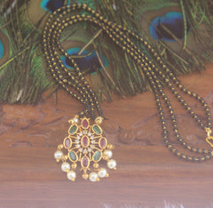 Multi Color Black Beads Necklace T2201