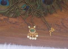 Gold Plated Stone Black Beads Necklace T2172