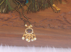 Gold Plated Stone Black Beads Necklace T2173