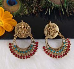 Gold Plated Temple Ganesh Stone Earrings T2847