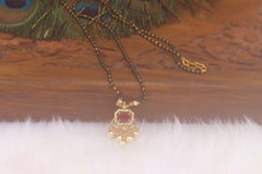 Gold Plated Stone Black Beads Necklace T2175