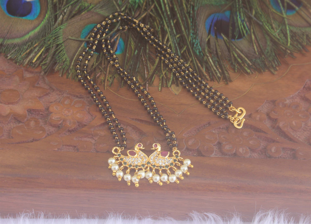 Peacock Multi Color Black Beads Necklace T2203