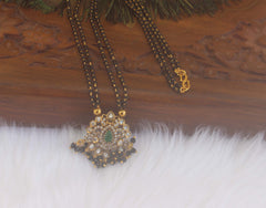 Gold Plated Black Beads Necklace T2216