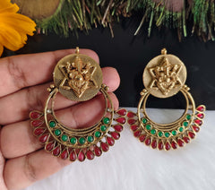 Gold Plated Temple Ganesh Stone Earrings T2848