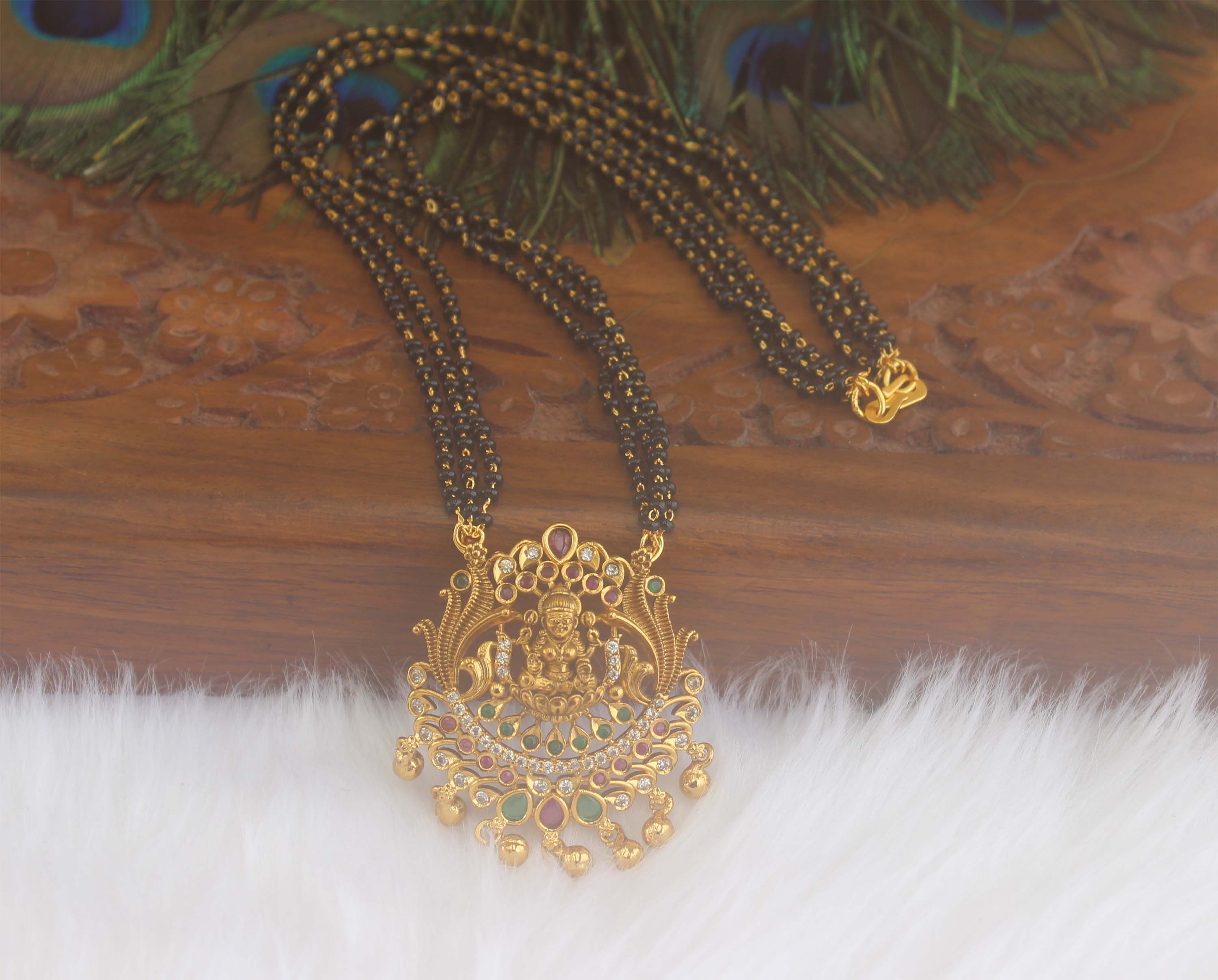 Multi Color Temple Black Beads Necklace T2221