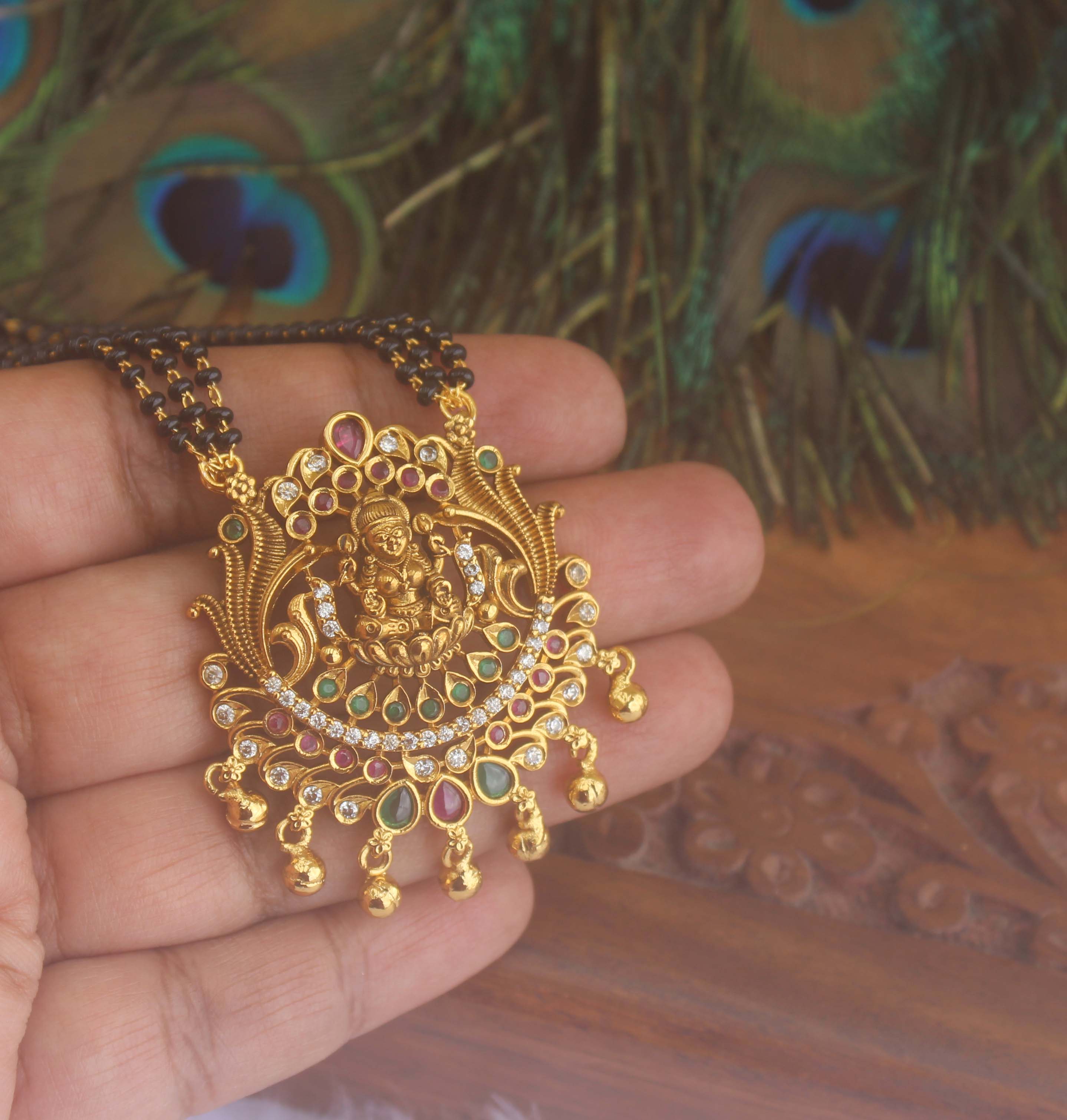 Multi Color Temple Black Beads Necklace T2221