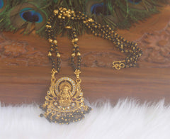 Temple Lakshmi Black Beads Necklace T2222