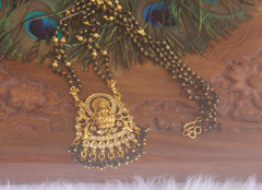 Temple Lakshmi Black Beads Necklace T2222