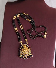 Gold Plated CZ Stone Balaji Black Beads Necklace T3155