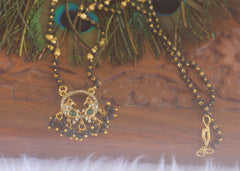 Peacock Black Beads Necklace T2185