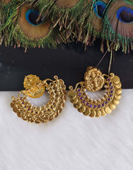 Temple Lakshmi Gold Plated Stone Earrings T2849
