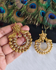 Temple Gold Plated Peacock Ganesh Earrings T2846