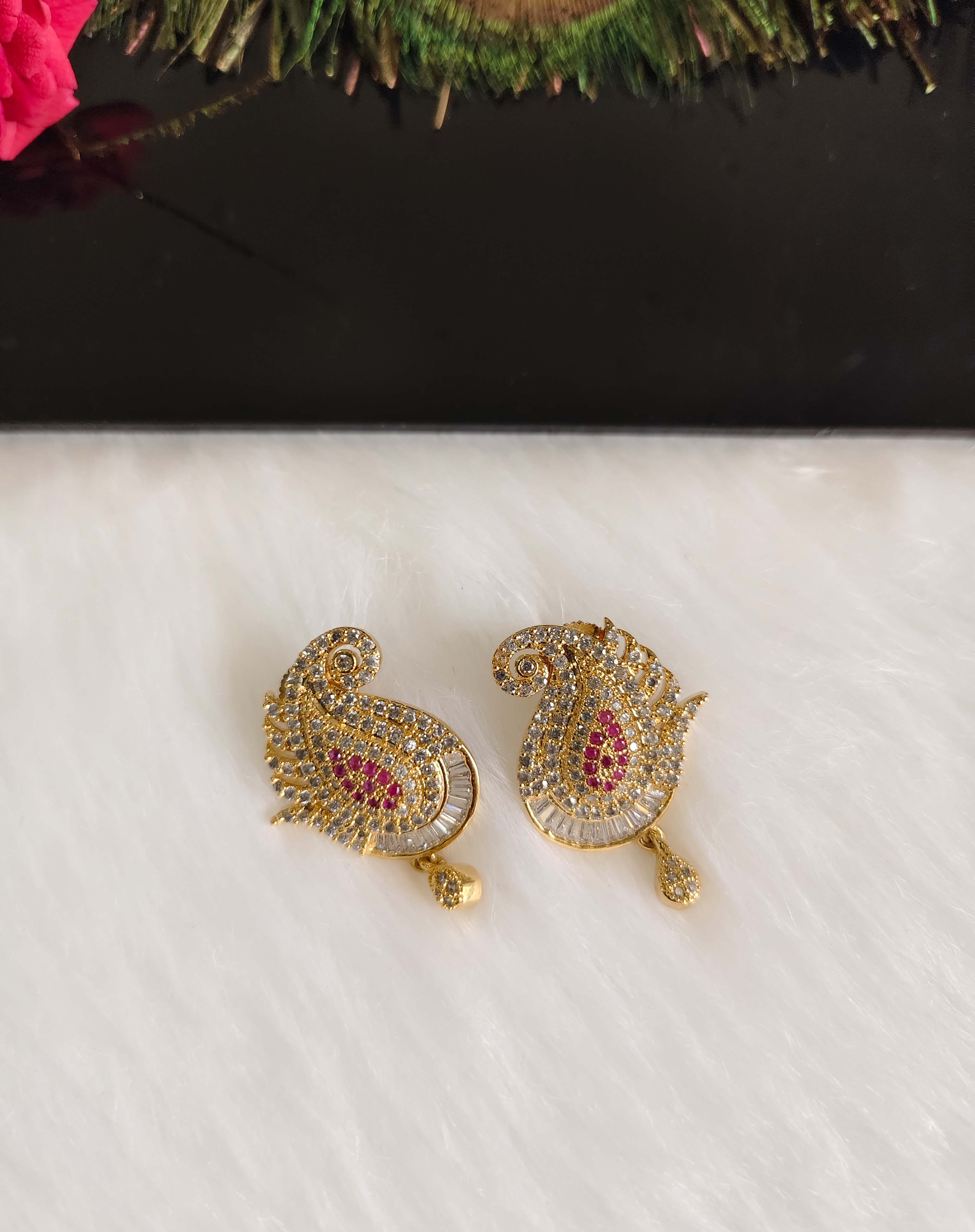 CZ Stone Mango Shape Earrings T2850