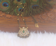 Gold Plated Stylish Black Beads Necklace T2186