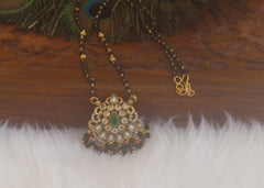 Gold Plated Stylish Black Beads Necklace T2186