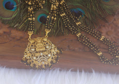 Temple Peacock Black Beads Necklace T2187