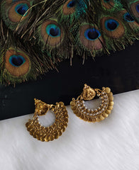 Gold Plated Temple Lakshmi Pearl Earrings T2851