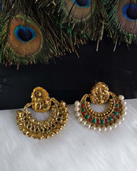 Temple Lakshmi Gold Plated Pearl Stone Earrings T2852
