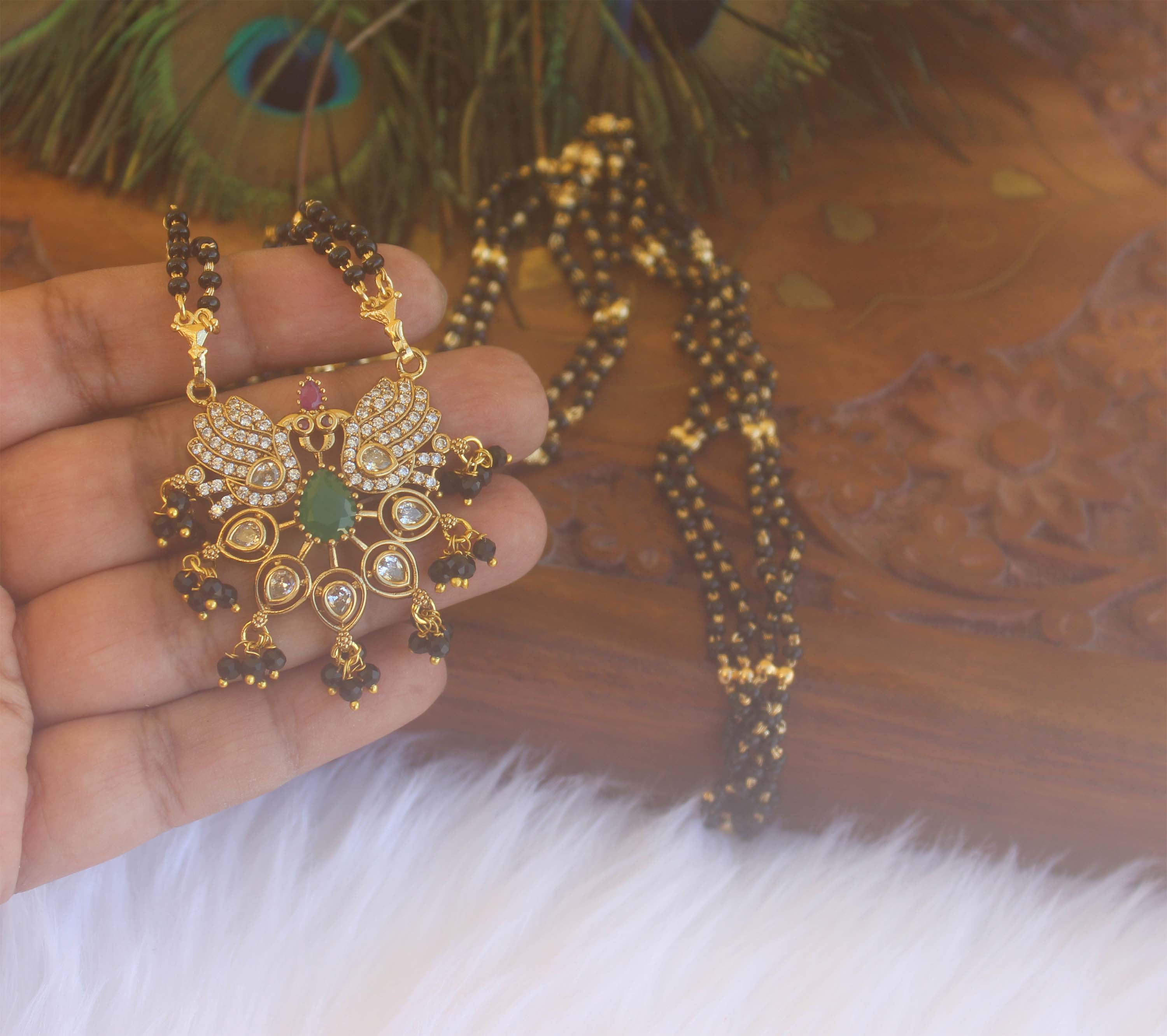 Stylish Long Black Beads Necklace T2182