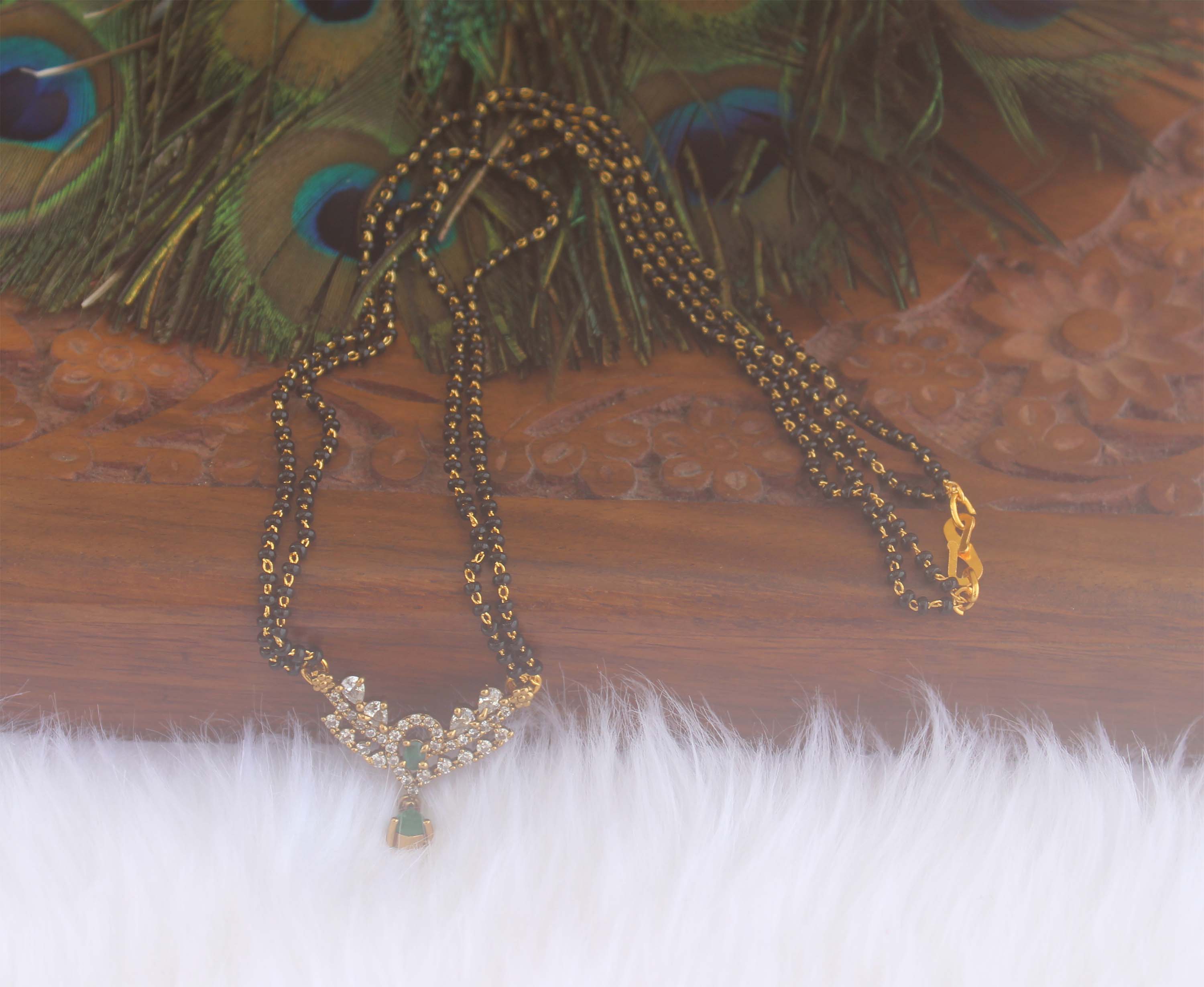 Stylish Black Beads Stone Necklace T2188