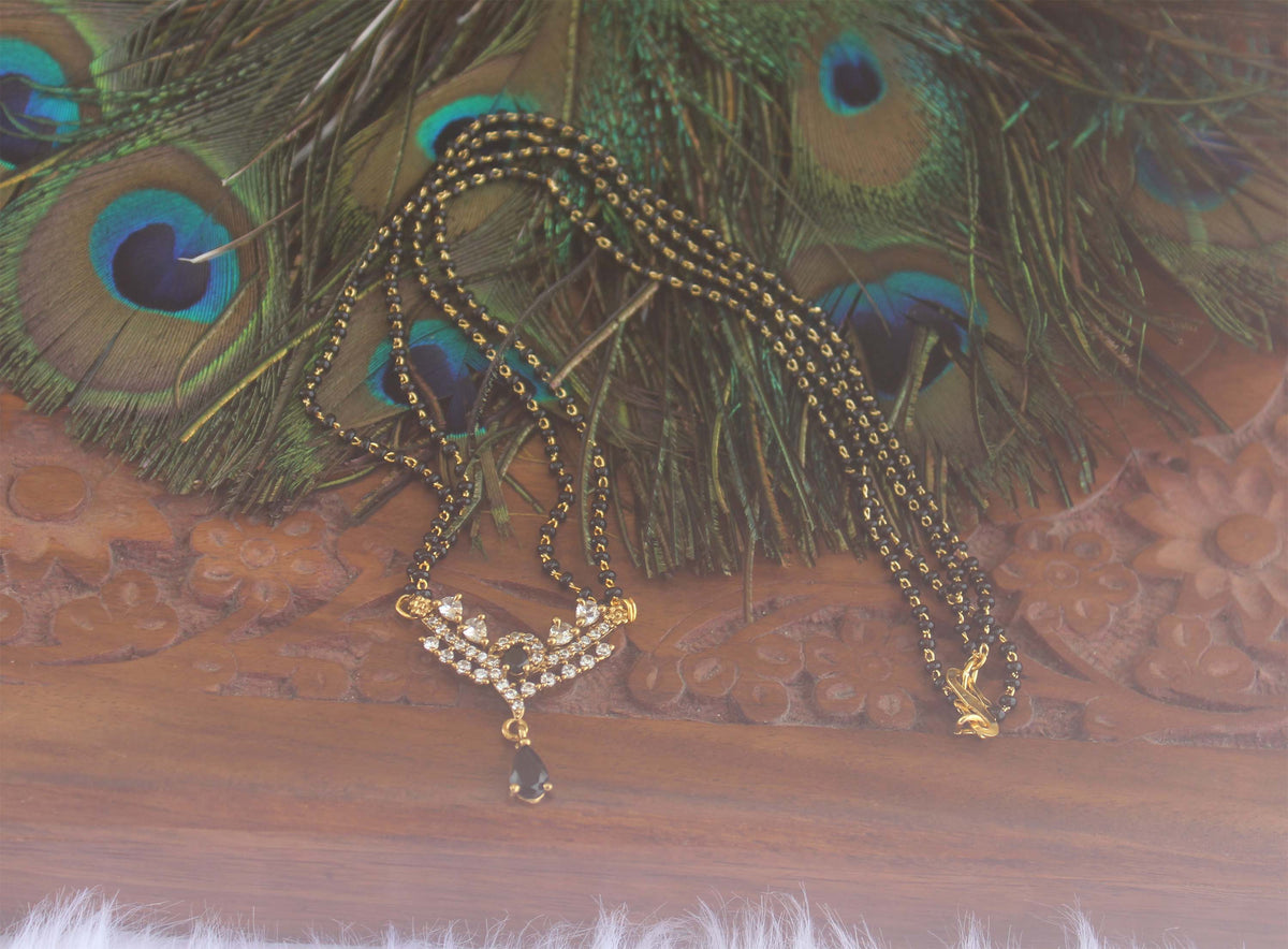 Stylish Black Beads Stone Necklace T2189