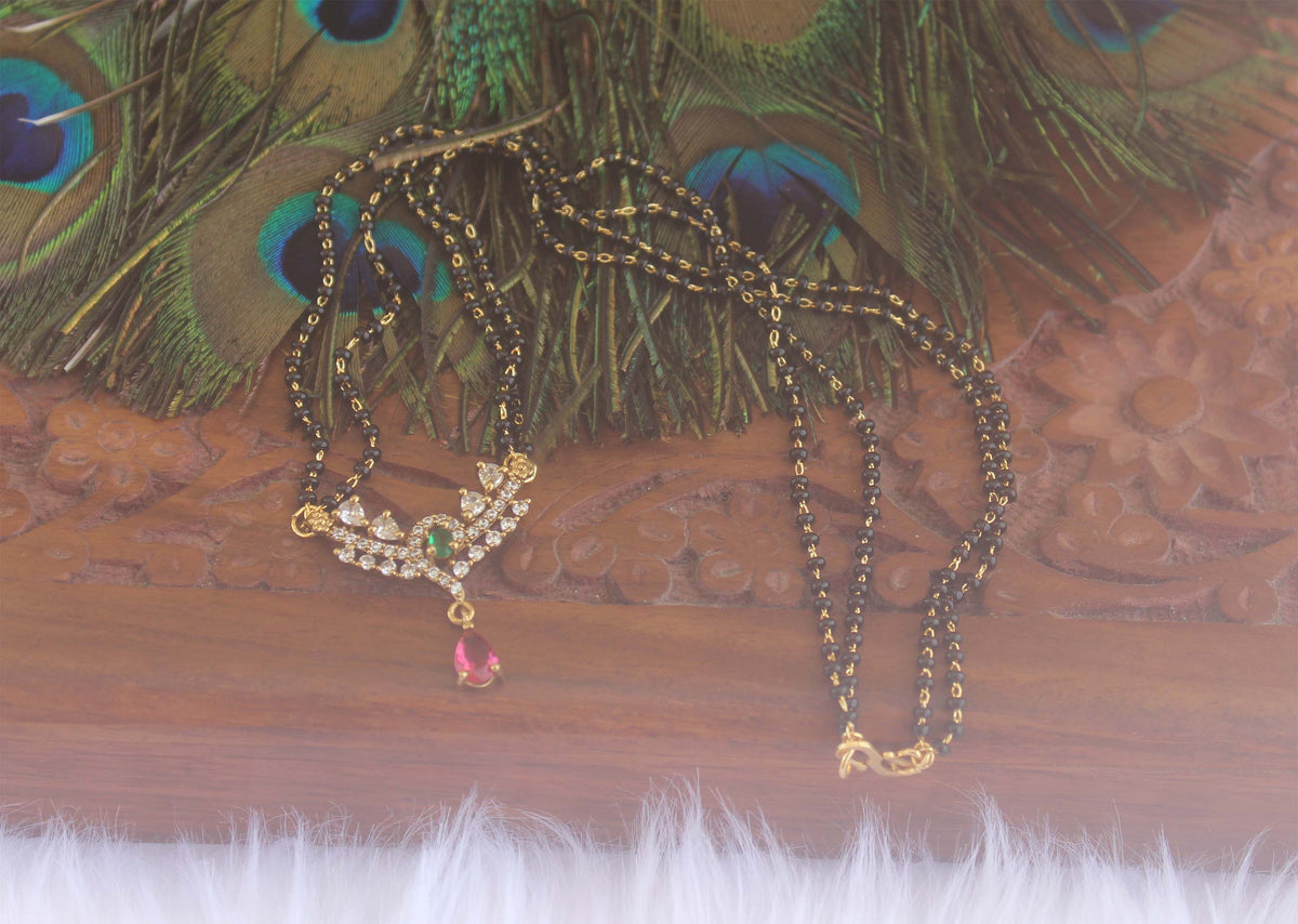 Stylish Black Beads Stone Necklace T2190