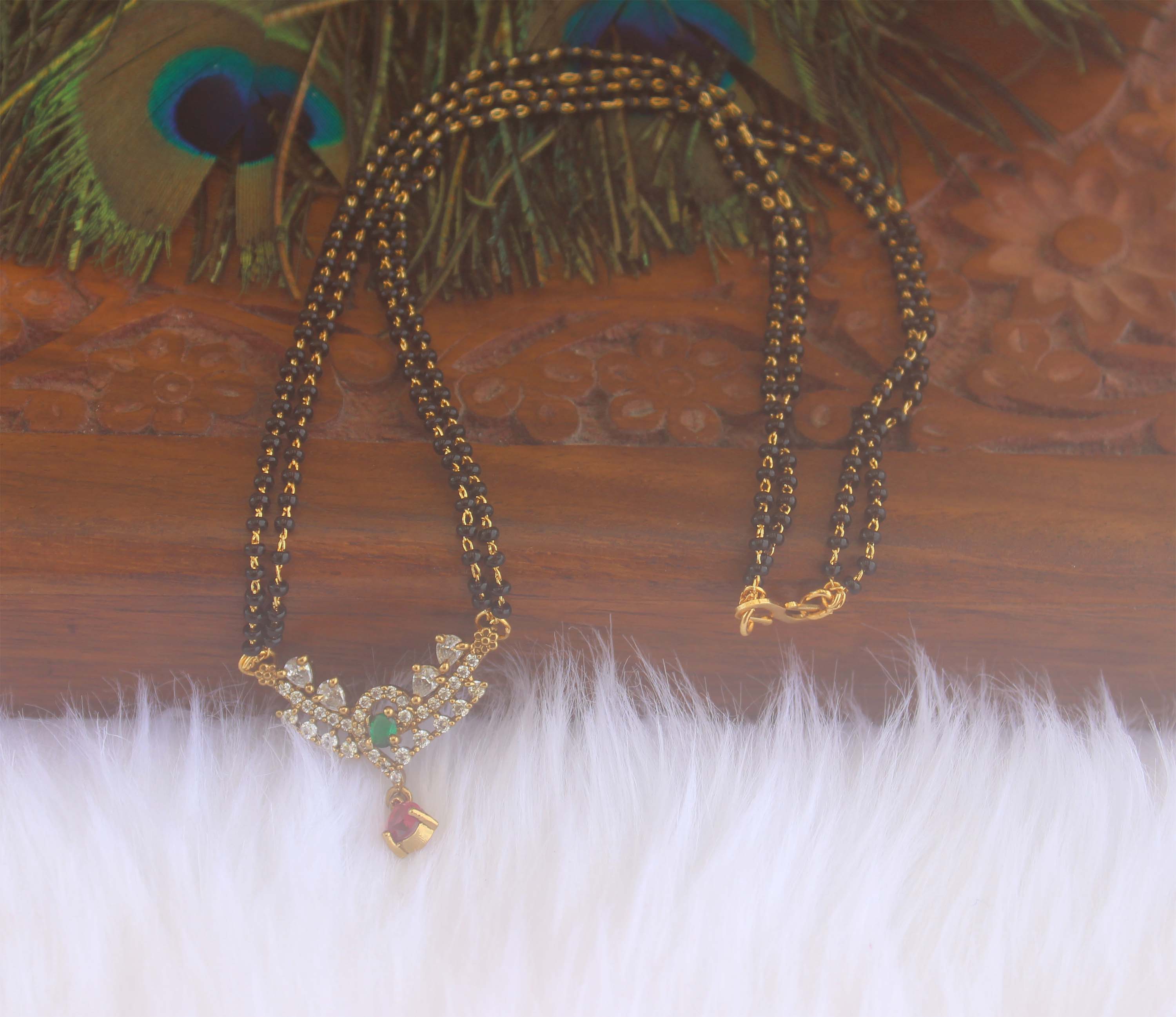 Stylish Black Beads Stone Necklace T2190