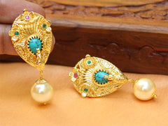 Gold Plated Peacock Earrings T2723