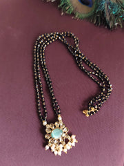 Gold Plated Pearl Stone Black Beads Necklace T3159