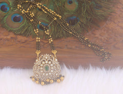 Designer Peacock Stone Black Beads Necklace T2194