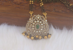 Designer Peacock Stone Black Beads Necklace T2194