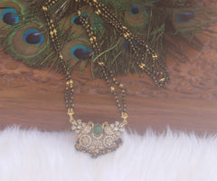 Peacock Long Black Beads Necklace T2198