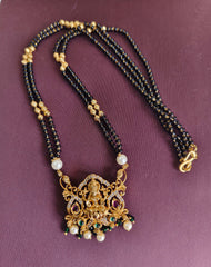 Gold Plated Temple Stone Black Beads Necklace T3136