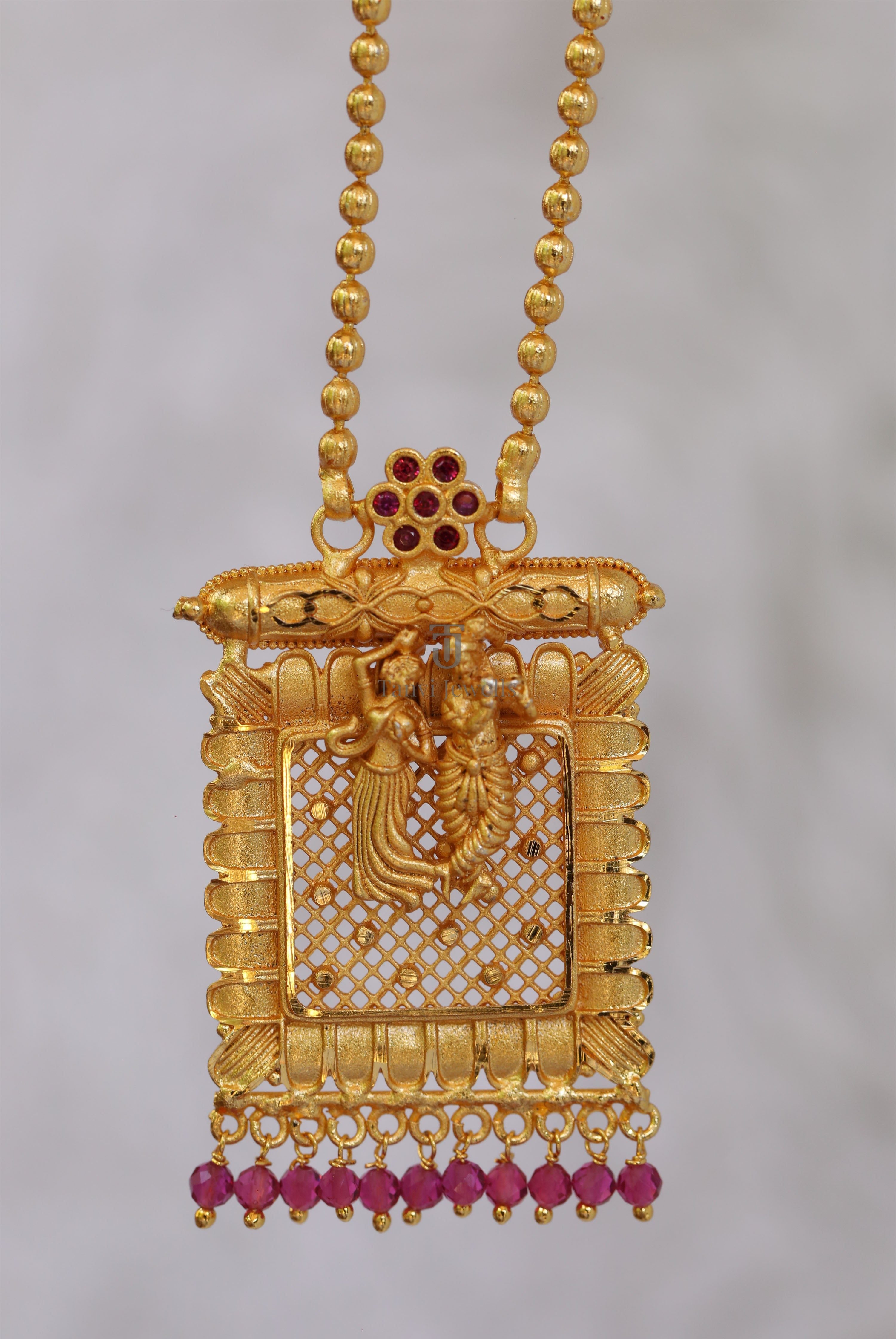 Gold plated Radha krishna necklace Tanvi1169