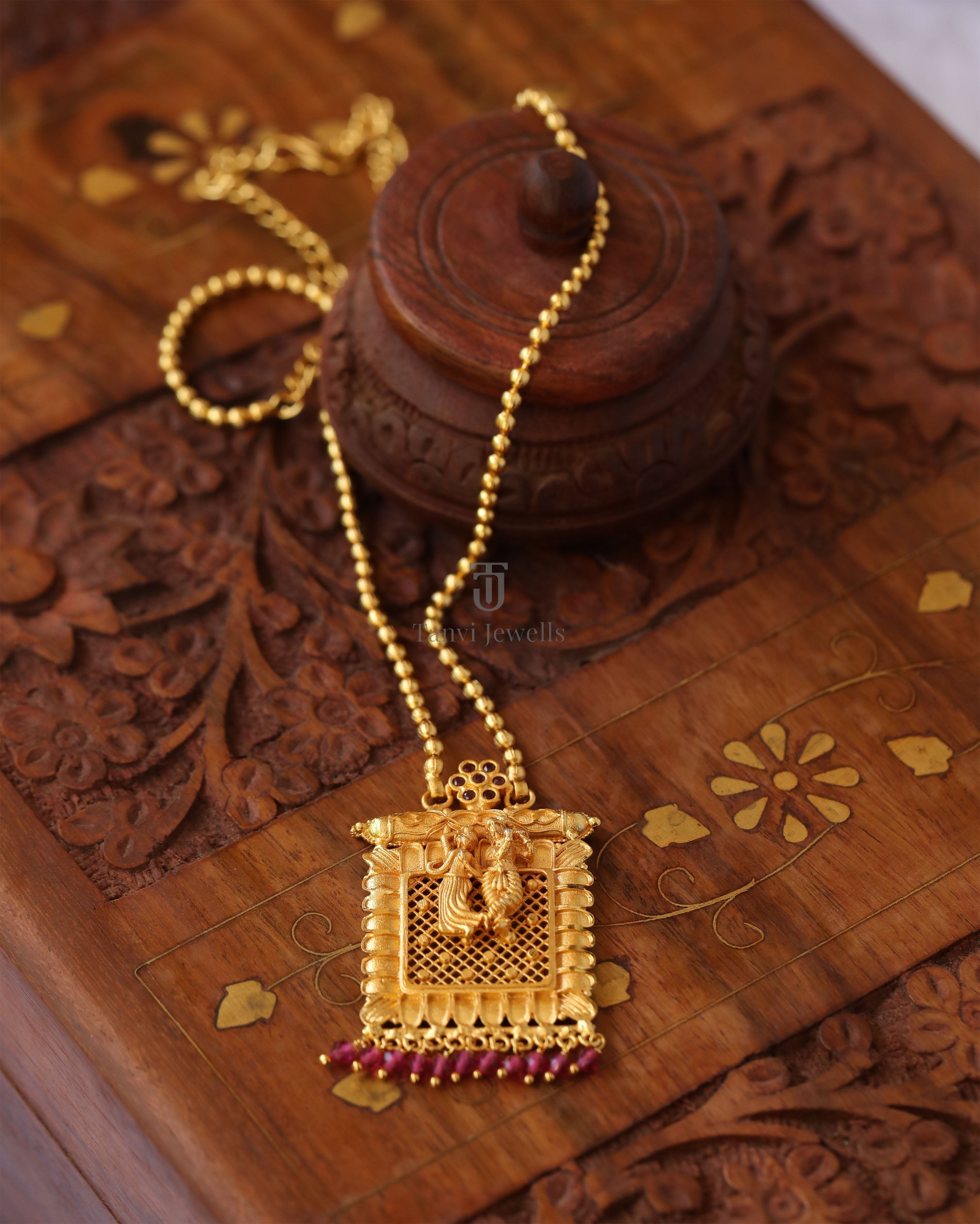 Gold plated Radha krishna necklace Tanvi1169