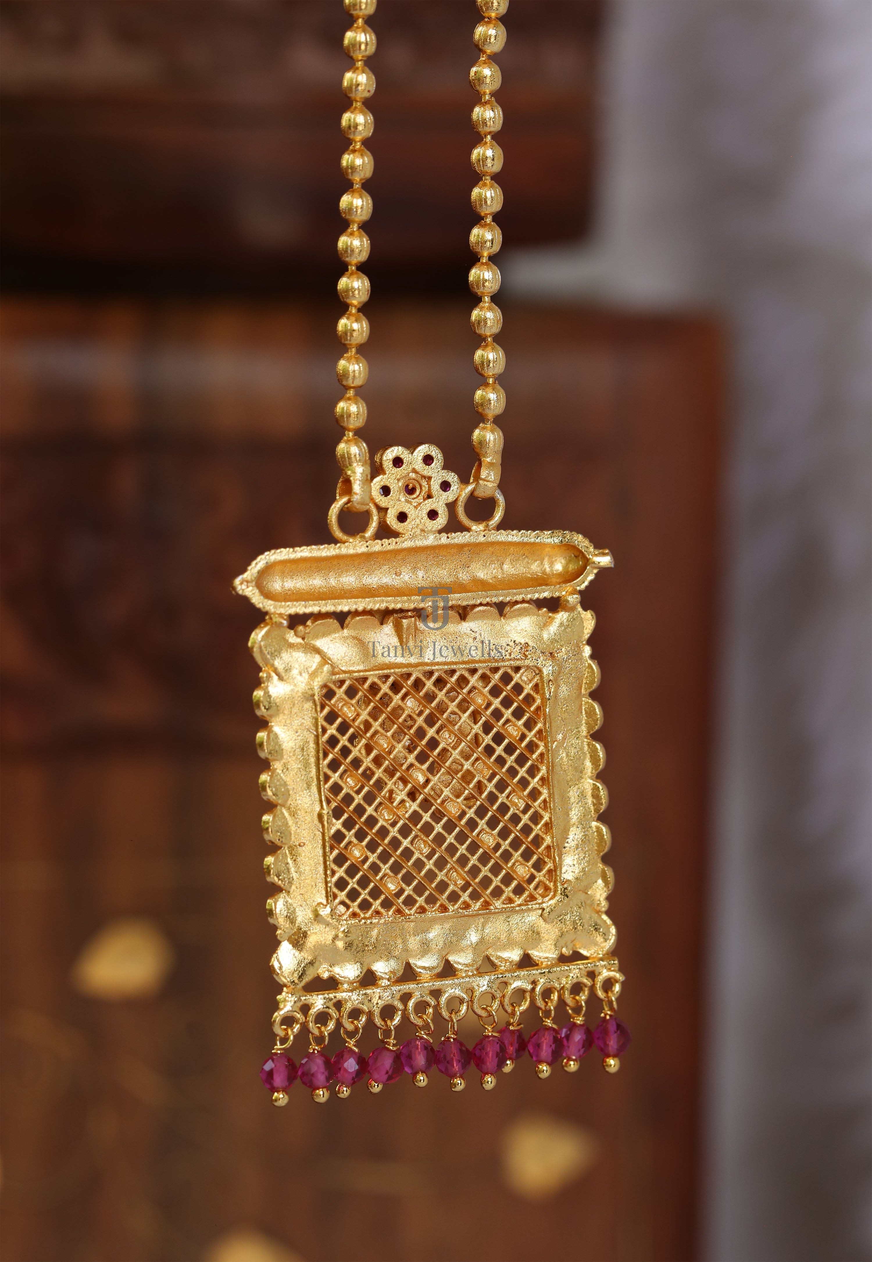 Gold plated Radha krishna necklace Tanvi1169