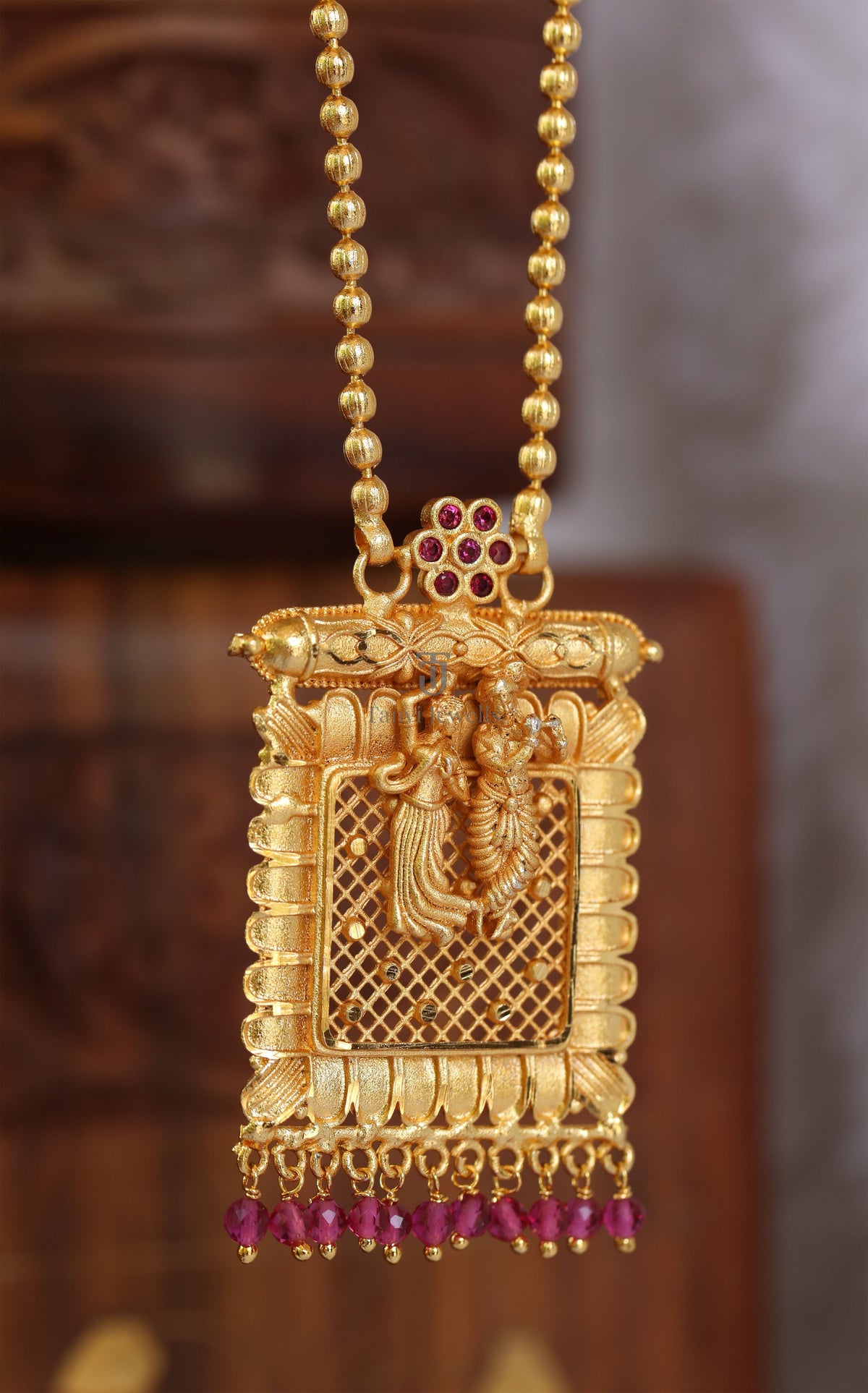 Gold plated Radha krishna necklace Tanvi1169
